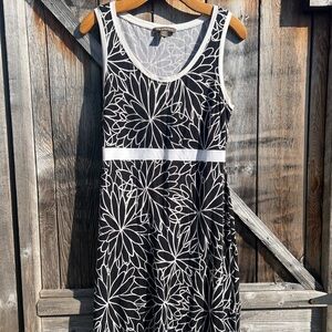 Tommy Bahama Black and White Floral Midi Dress